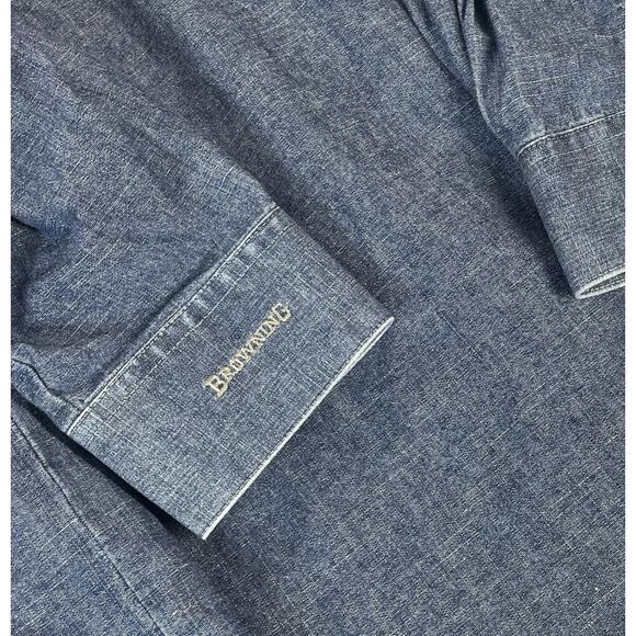 Browning Denim Shirt Men Size XL Heavy Hunting Jean Button Down Denim Cotton - Picture 5 of 10